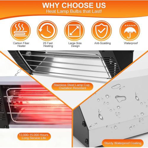 450W Heat Lamp for Chickens, Large Chicken Coop Heater, Carbon Fiber Chicks Brooder Heaters Plate, Adjust 5 Mode Temp&Time&Hanging Height, 9.8 Ft Cord Heater for Poultry Livestock Heating