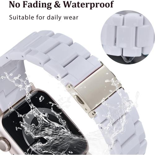 V-MORO Resin Band Compatible with Apple Watch Bands Series 11/10/9/8/7 41/42/40/38mm iWatch 6/5/4/3/2/1/SE with Starlight Buckle Fashion Wristband Strap Women Men(Pure White,42mm/41mm/40mm/38mm)