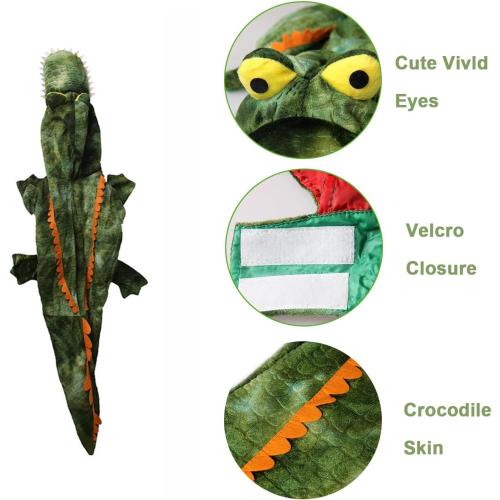 Size XL Color Green Large Dog Costume Halloween Dog Crocodile Costume Pets Winter Warm Coat Jumpsuits (XL, Green)