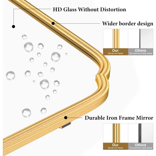 Ferytange Gold Bathroom Mirror for Wall 24 x 24 Modern Rounded Corner Square Mirror with Non-Rusting Iron Metal Framed Bathroom Vanity Mirror for Over Sink Wall Decor Horizontal/Vertical