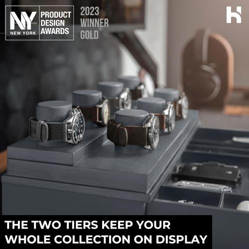 Holme & Hadfield Premium 7-Slot Wooden Watch Display Case with Lifetime Assurance – Large Handcrafted Men’s Watch Box with Accessory Drawer – Father’s Day Gift for Collectors – Luxury Built to Last- Brown