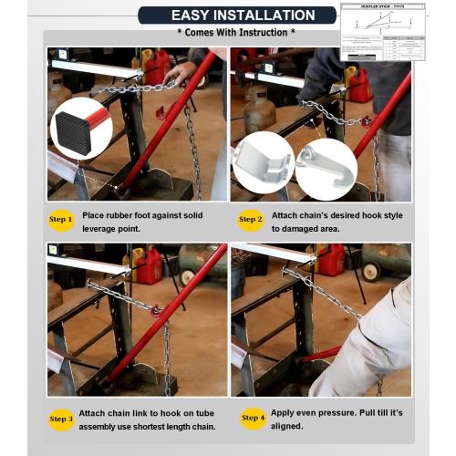 Camoo ???????????????????????????????? 77175 Pulling Stick Tool for Boat Car Repair (52 Long), Auto Body Puller Alignment Bar & 72 Chain for Aligning Bumpers, Panels, Hoods, Decks and Brackets Pull Stick XL