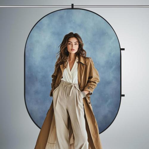 Kate 5x6.5ft(1.5x2m) Collapsible Backdrop Blue Black Pop up Backgrounds Folding Photography Backdrops Photoshoot Prop