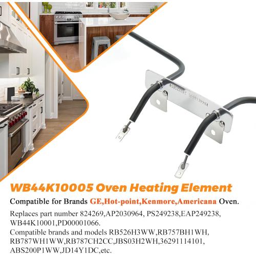 WB44K10005 WB44K10001 WB30X46987 Oven Bake Element Fit for GE Hotpoint Americana Oven Element RBS360DM4BB RB526h3WW RB757BH1WH RB787WH1WW RBS160DM4WW Replaces PS249238 AP2030964 PD00001066 by Blutoget