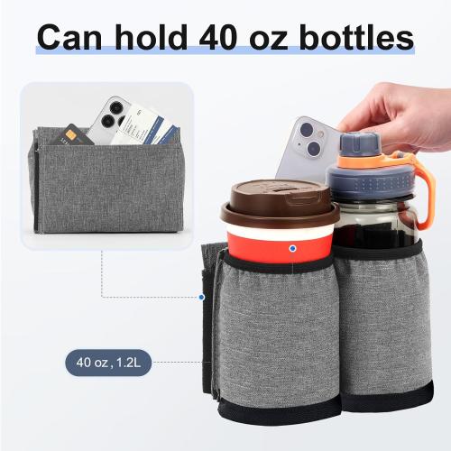 Luggage Cup Holder for Suitcases Free Hands, Travel Accessories, Luggage Cup Caddy Gifts, Beverage Holder, Universal Luggage Accessories for Flight Attendants, Business Travelers, Grey