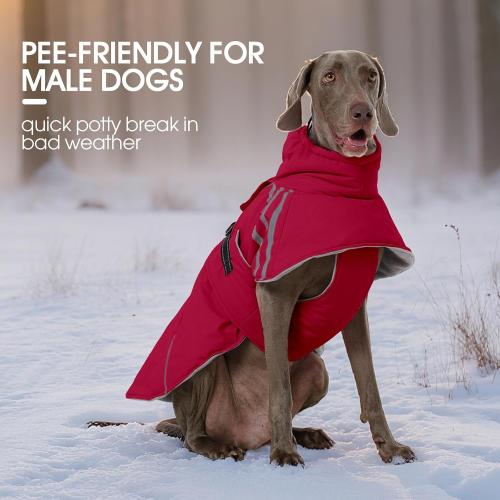 Dog Large Red Cold Weather Coats,Dog Winter Jackets for Large Dogs Warm Dogs Coat with Reflective Strips Waterproof Pet Snowsuit Thick Paded Pets Vest for Beagle Corgi Wine Red L