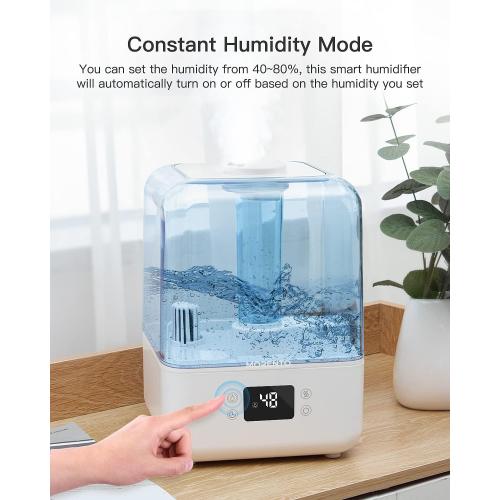 MORENTO 4.5L Top Fill Cool Mist Humidifier for Bedroom, Large Room, Home with 360 Nozzle, Auto Shut-Off, Humidity Setting, 50Hrs Runtime, Night Light, White