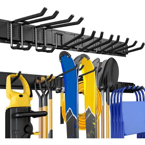 UUP 48 Garage Tool Organizer Wall Mount, 440lbs Garden Garage Storage Garage Organization with Adjustable Heavy Duty Hanging Hooks, Yard Rack Hanger System Shovel Rake Broom Ladder Holder, Men Gift