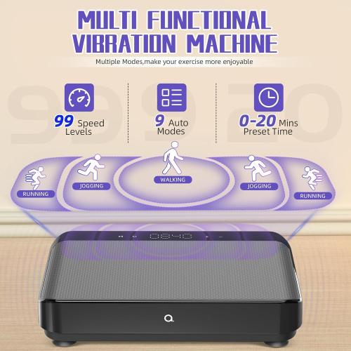 Vibration Plate Exercise Machine | with Bluetooth for Lymphatic Drainage | 400lbs Capacity with 9 Preset Modes & 99 Speed | Home Gym Equipment for Whole Body Vibrating Workout | Weight Loss & Toning