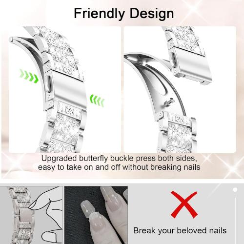 Bling Watch Bands with Bling Case for Women Compatible with Apple Watch Band 40mm Elegant Dressy Jewelry Replacement Metal Link Wristband Protector Cover for iWatch Series 7/8/9 SE Silver