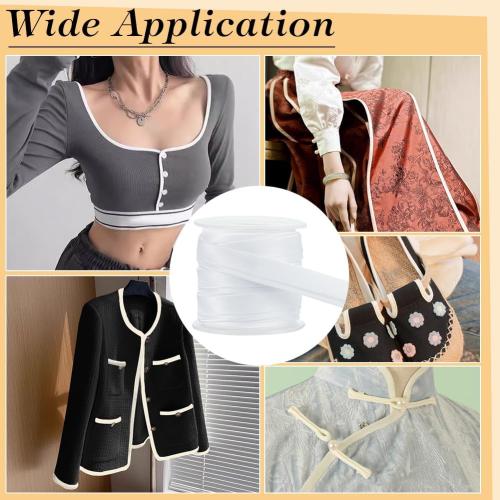 BENECREAT 13.5 Yard Satin Bias Tape, 5/8 inch Double Fold Satin Binding Bias Ribbon for Sewing, Decoration, Upholstery, Furniture, Piping and Garments, White