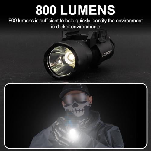 X300-A Universal LED Tactical Flashlight 800-Lumen with Replaceable Slot Mount for Pistol and WeaponLight or Helmet ARC Rail (Black)