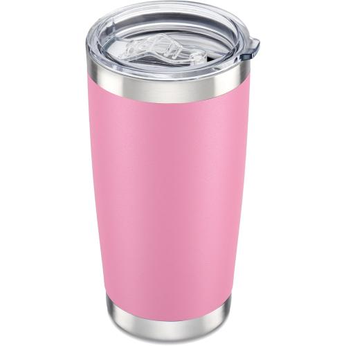 20 oz Tumbler with Lid Stainless Steel Double Wall Vacuum Insulated Tumblers Powder Coated Cups Travel Mug Keep Drinks Cold and Hot, Pink