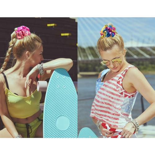 Tatuo 18 Pieces Rainbow Hair Scrunchies Elastic Bands Scrunchy Colorful Hair Ties Ropes for Women Girls Gymnastics Birthday Party Favors, Large(Rainbow Colors)