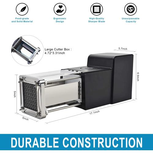 Electric French Fry Cutter, Sopito Commercial Grade Potato Cutter with 1/2-Inch Blade Stainless Steel Perfect for Potatoes Carrots Cucumbers