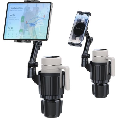 Peastrex Cup Holder Tablet Mount, Ipad Cup Holder Car Mount with Adjustable Arm for Tablet iPhone 3-13in iPad Pro Air Mini, Fire, iPhone 15, Galaxy S24 Z Fold 5