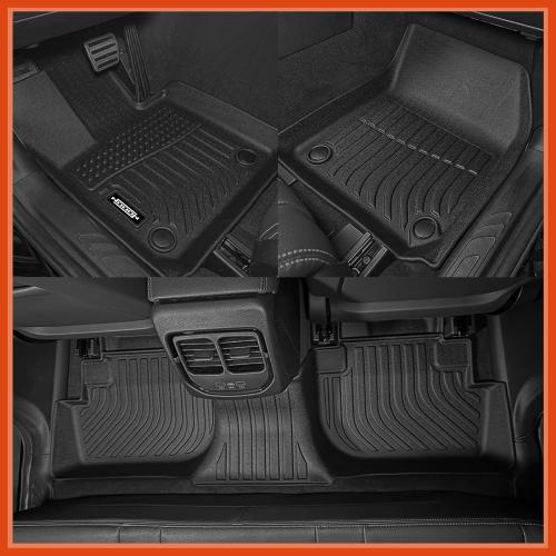 Black All Weather Floor Mats for Volvo XC90 Recharge Hybrid/PHEV 2022-2025 7 Seats Floor Mats & Trunk Mat & Backrest Mats for Volvo XC90 Recharge Accessories Guard Odorless Anti-Slip Floor Liner