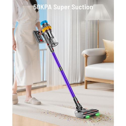 Cordless Vacuum Cleaner, 600W 50KPA 70Min Powerful Vacuum Cleaners for Home, Self-Standing Stick Vacuum Cordless Rechargeable/ Anti-Tangle/OLED Screen/1.8L Cup for Home Pet Hair/Carpet/Hardwood Floor