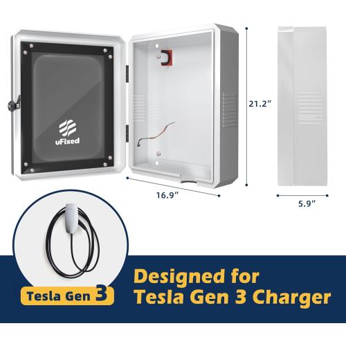 Weatherproof Outdoor EV Charger Enclosure with Lock, EV Charger Lock Box Outdoor with Cable Organize Holder | Visible Sun Protection Easy to Install, White