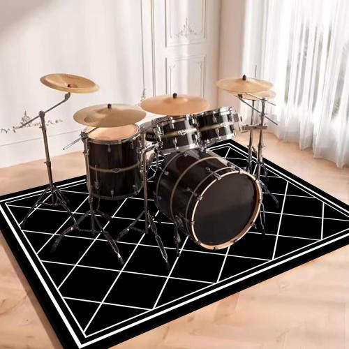 Size 47x71in Color Black and white Drum Rug, Drum Mat, Electrical Drum Carpet, Tightly Woven Fabric with Non-Slip Bottom, Soundproof Rug Pads, Drum Accessories for Drum Set(White,4x6ft/47x71in)