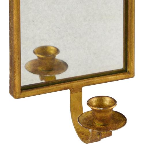 NIKKY HOME Gold Wall Candle Sconces Set of 2, Antique Mirrored Wall Taper Candle Holder - Vintage Elegant Metal Hanging Candlestick for Living Room, Bathroom, Dining Room and Office