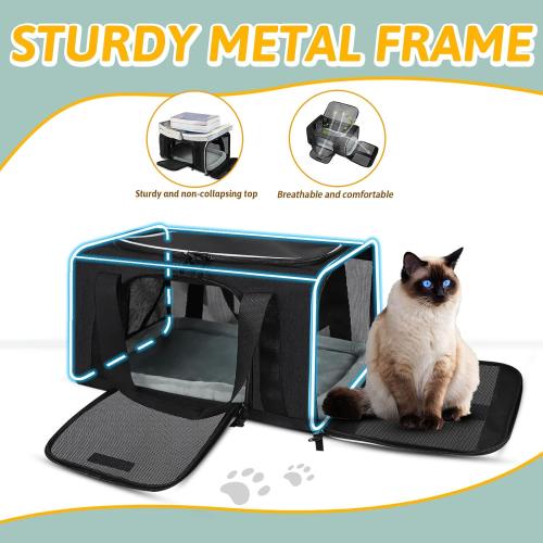 Petskd Pet Carrier 17x12x8.5 JetBlue Allegiant Airline Approved,Pet Travel Carrier Bag for Small Cats and Dogs, Soft Dog Carrier for 1-8 LBS Pets,Dog Cat Carrier with Safety Lock Zipper(Black)