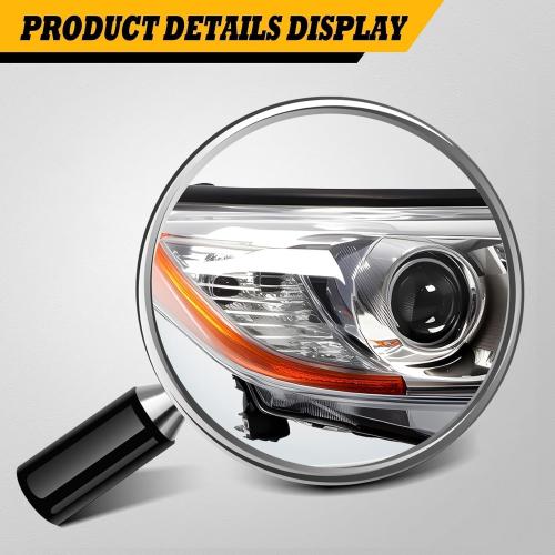 Jecoupoon 811500E250 811100E250 Halogen Headlight w/o Bulbs Compatible with 2014-2016 Highlander LE Plus/LE/Limited/XLE Driver & Passenger Side