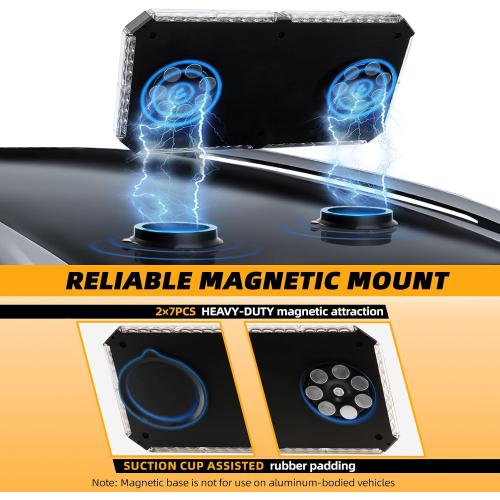 Amber/White Rooftop Magnetic Strobe Lights for Trucks, Emergency Beacon Warning Caution Light for Vehicles Car