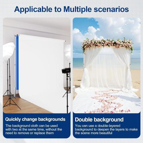 EMART Backdrop Stand Heavy Duty 10x10Ft, Double Crossbar Pipe and Drape Photo Background Support Kit, Adjustable Metal Frame with Flat Base for Wedding Birthday Party Decoration