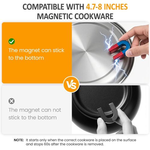 Sunvivi Portable Induction Cooktop: 2 Burners in 1, Commercial-Grade Electric Countertop Stove with LED Touchscreen, 8 Power Levels & Precise Temp Control (176°F-518°F), Independent Timer, Black