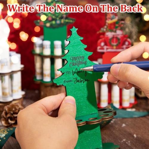 3 Pcs Christmas Money Holder, Wooden Money Holders, Christmas Ornament Money Holder with 10 Holes Cake for Table Decor Personalized Money Cash Gift Can be Written On The Back