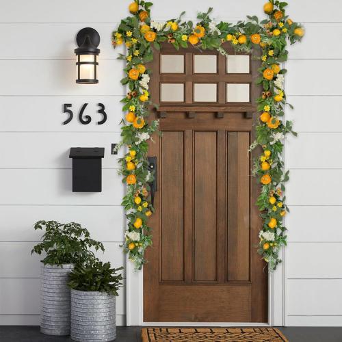 Bibelot 66 inch Artificial Lemon Garland with Yellow Peony, White Hydrangea, Green Leaves, Big Berries, Grapevine - Spring/Summer Wreath for Wall, Window, Party Decor