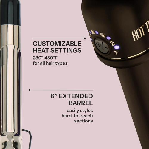 HOT TOOLS 24K Gold Professional 3/4 Extended Barrel Curling Iron with Clamp for Defined Curls - 24K Gold Technology for Long-Lasting Results & Longer Barrel for Easy Styling