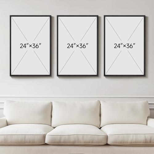 Size 24x36 Large Framed Neutral Abstract Wall Art for Living Room, 3 Piece Modern Canvas Prints Paintings Artwork for Walls, Black and Beige Pictures for Living Room Hallway Stair Office Wall Decor 24x36 Inch
