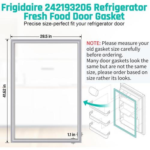 Upgraded 242193206 Refrigerator Door Gasket Replacement for Frigidaire Kenmore Crosley Refrigerator Door Seal 41.6''x 28.5 Fridge Door Gasket Seal for FFTR1828SP3A, FFTR1828SE0,CRT185SS1 Fridge Seal