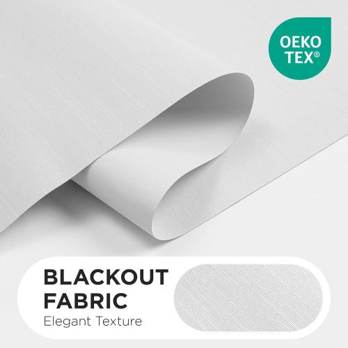 Joydeco 100% Blackout Roller Shades Cordless Blinds for Windows, Free-Stop Shades, UV Protection, Natural Woven Blinds for Home and Office, Light-Proof Aluminum Cover (White, 38 W x 75 H)