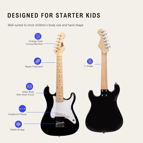 32 Inch Kids Electric Guitar Beginner Kit, Junior Size Mini Electric Guitar for Children with 5W Amplifier and Guitar bag, Unisex (Black)