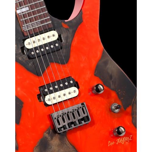 Leo Jaymz Electric Guitar Hurricane Deluxe Series, Mahogany Body, Roasted Maple Neck, Rosewood Fretboard, Locking Tuners, Rounded Frets, Case(Red Deluxe)