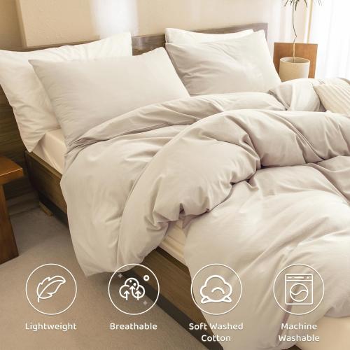 Sanracie Cotton Comforter King Size,Solid Color Bedding Comforter Set Linen Feel Textured 3 Pieces(1 Wheat Bed Comforter   2 Pillowcases) Soft Lightweight Neutral King Bedding All Season