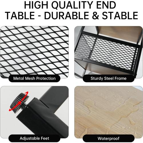 Square Side Table, 2 Tier End Table, Couch Side Table with Storage, Great For Printer Stand, Mini Fridge Stand, Aquarium Stand, Coffee Stand, Ideal for Living Room, Bedroom, Office (Light Oak)