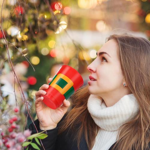 Sieral 24 Pcs Christmas Plastic Tumblers 16 oz Reusable Santa's Belt Drink Cups - Santa Gingerbread Elf Snowman Face Beverage Cups for Beer Coffee Tea Xmas Holiday Party Supplies