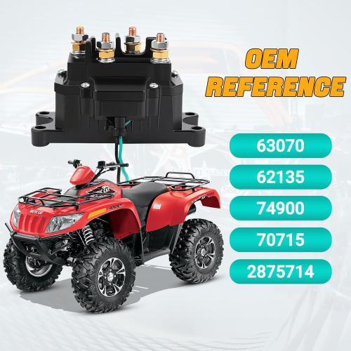 KanSmart Winch Solenoid Relay Contactor 12V 250A Winch Relay Thumb Truck for ATV UTV Boat 4x4 Vehicles 3000-5000lbs Winch with 6 Protecting Caps - Replacement 63070 62135 74900 2875714 70715