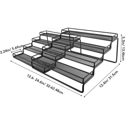 Condient Rack Organizer for Cabinet, 4 Tier Seasoning Step Storage Organizer, Adjustable Metal for Countertops & Cabinets with Stable Frame