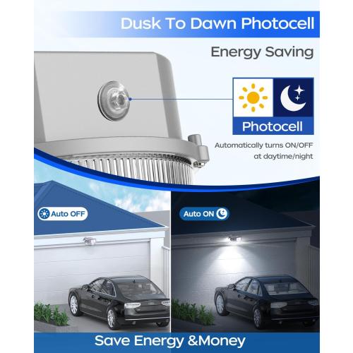 CINOTON LED Barn Light, Dusk to Dawn Outdoor Lighting, 42W 4950LM 5000K Daylight, Exterior Security Flood Light with Photocell, UL Listed, IP65 Waterproof Outside Area Fixture for Yard, Silver 1 Pack