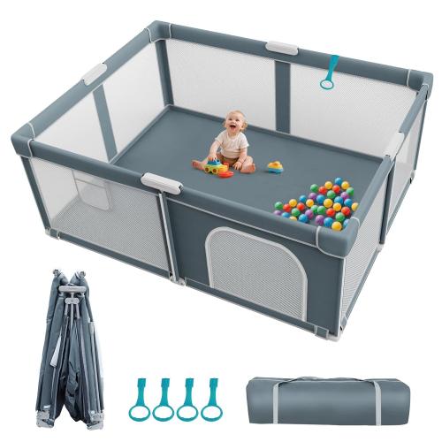 Foldable Baby Playpen - 70×59 Collapsible Play Pen for Babies and Toddlers - Indoor Outdoor Foldable Play Yard with 4 Handles - Folding Baby Playpen with Bag Portable Travel Play Yard