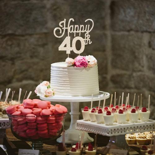 LINGTEER Happy 40th Birthday Gold Rhinestone Cake Topper - Cheers to 40th Birthday Forty Years Old Anniversary Party Cake Centerpieces Topper Decorations Gift Sign.