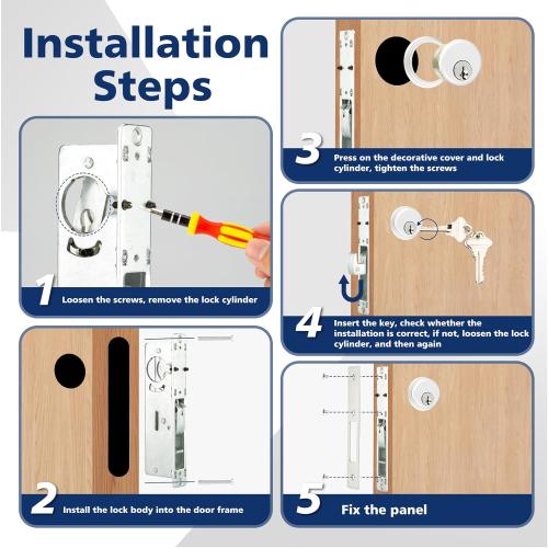 Storefront Mortice Hook Door Lock, Commercial Door Locks Mortise Cylinder, Storefront Door Mortise Lock Hook Deadbolt(1-1/8 Backset)