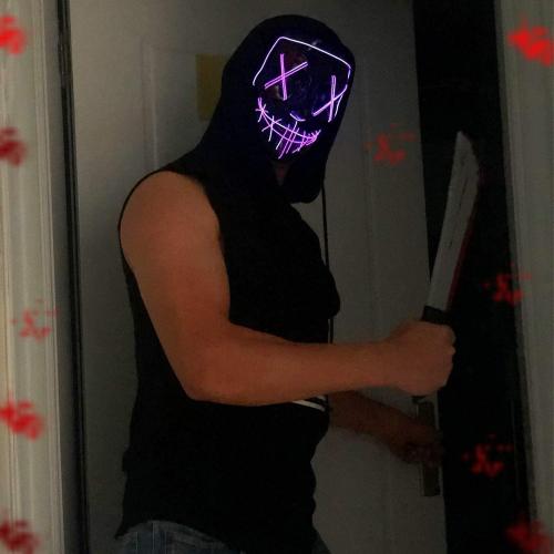 Poptrend Halloween Mask LED Light up Mask Blue Bundle with Purple for Festival Cosplay Halloween Costume Masquerade Parties