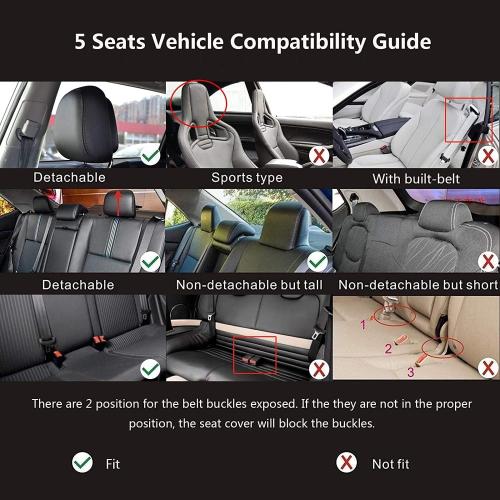 otoez Car Seat Covers Full Set, 5 Seat Pink Leather Seat Cover for Car, Waterproof Automotive Front and Back Seat Protectors for Most Sedens Trucks SUVs, Black & tan with pillows