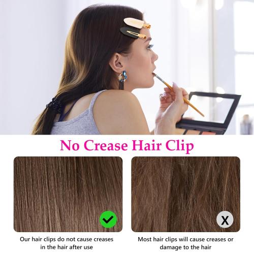 D 6 Pcs Creaseless Hair Clips No bend No Crease Hair Clip Makeup Clips for Women and Girls Flat Hair Clips for Hairstyling Salon Golden Handle
